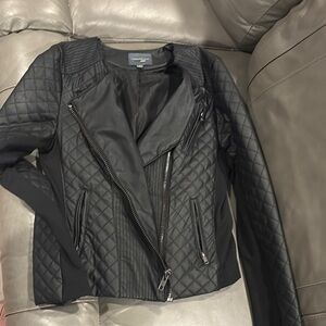 Catherine Malandrino quilted black leather jacket.